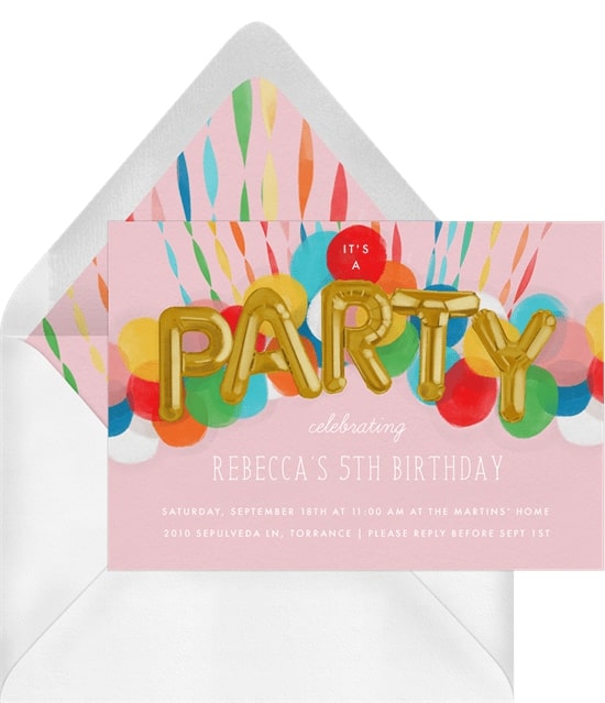 Rainbow birthday party: Rainbow Balloons Invitation