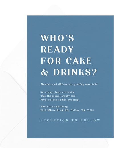 Reception only wedding: Ready For Cake Invitation