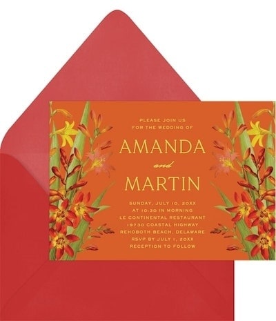 Red Lillies Invitation