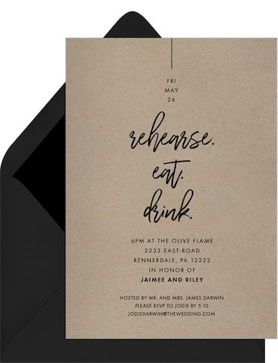Rehearse Eat Drink Invitation