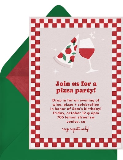 Engagement party ideas: Retro Pizza Night Invitation