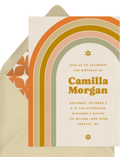 Party themes for adults: Retro Rainbow Invitation