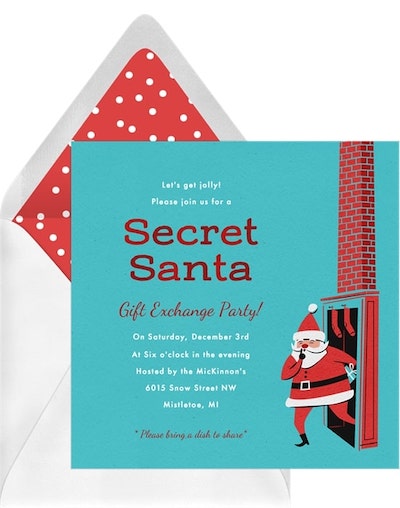 Virtual Holiday party ideas: Retro Santa Invitation