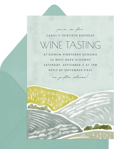 40th birthday party ideas for women: Rolling Hills Invitation