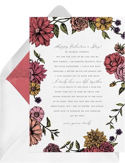 Vintage valentine cards: Romantic Floral Border Card