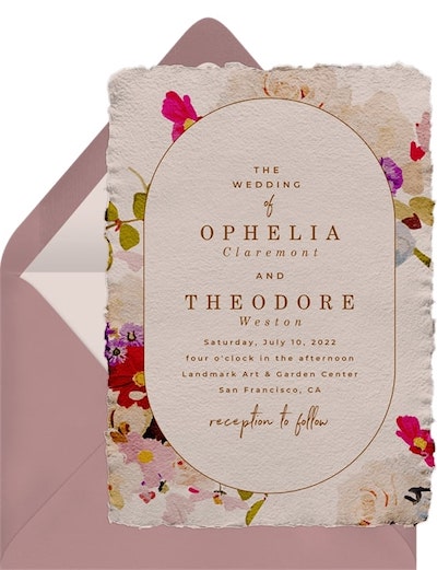 Romantic wedding invitation wording: Romantic Gouache Florals Invitation