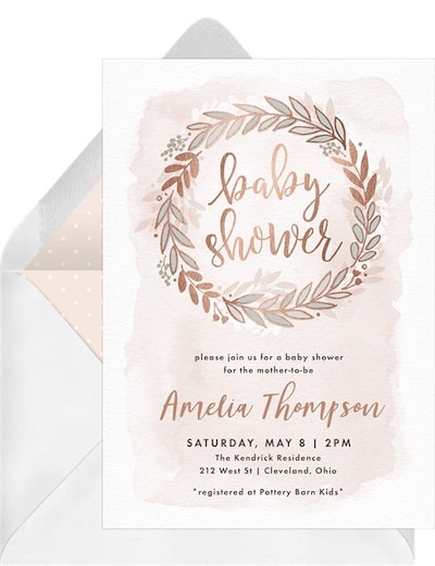 Rose Gold Wreath Invitation