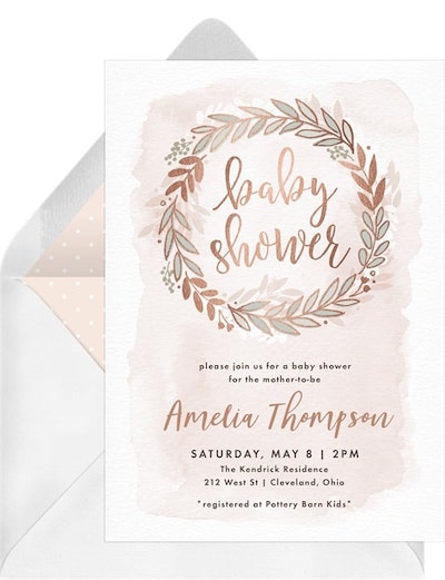 Rose Gold Wreath Invitations