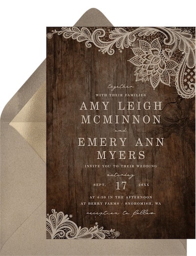 Outdoor wedding ideas: Rustic Lace Invitation