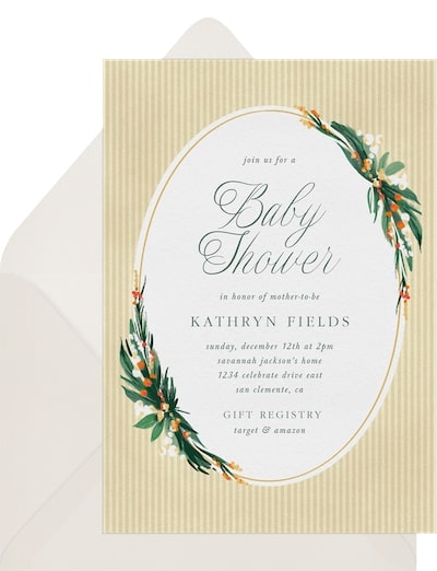 Baby in bloom baby shower: Rustic Oval Invitation