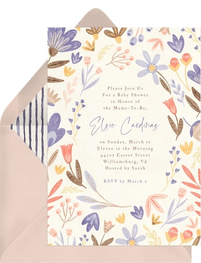 Floral baby shower invitations: Scribble Floral Invitation