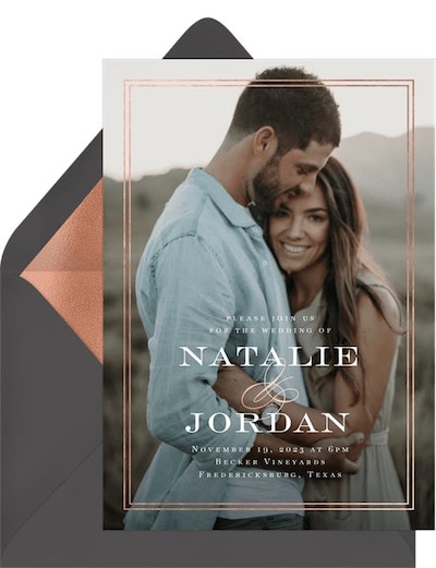 Rose gold wedding invitations: Scripted Ampersand Invitation