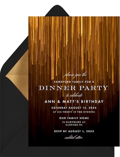 Birthday dinner party ideas: Simmering Lines Invitation