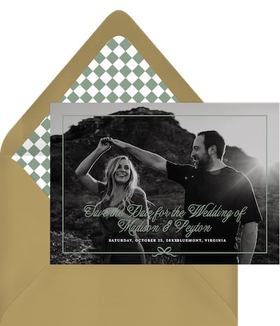 Simple Border Bow Save the Date