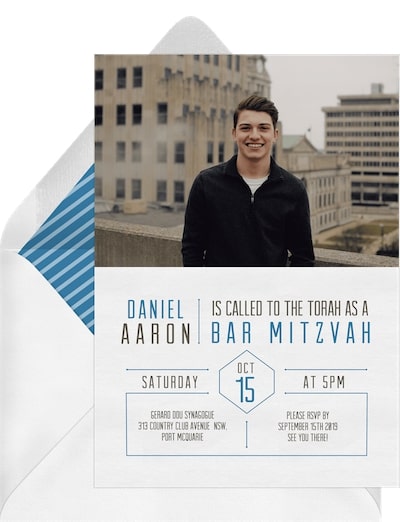 Bar mitzvah party: Simple Grid Invitation