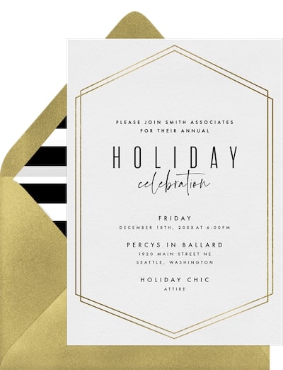 Christmas party invitations: Simple Hexagon Border Invitation