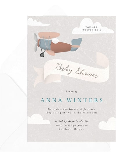 Baby shower invitations for boys: Sky Banner Invitation