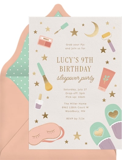13th birthday party ideas girl: Sleepover Spa Invitation