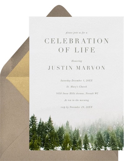 Funeral invitation: Snow-capped Trees Invitation