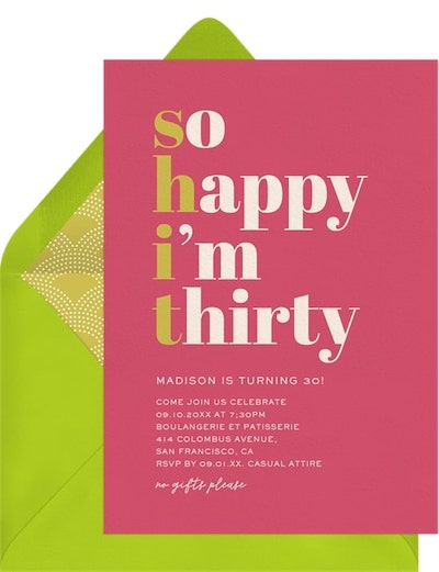 So Happy I'm Thirty Invitation