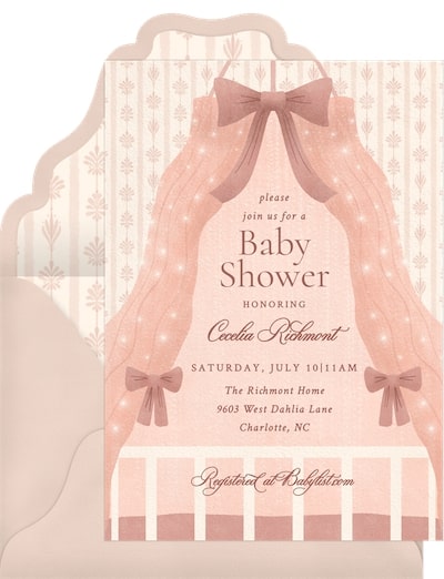 Baby shower invitations girl: Soft Draped Crib Invitation
