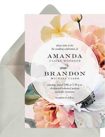 Wedding bouquet ideas: Soft Floral Bouquet Invitation