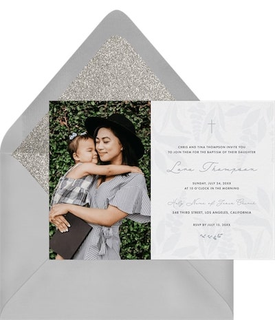 Baby's baptism: Soft Leaves Invitation