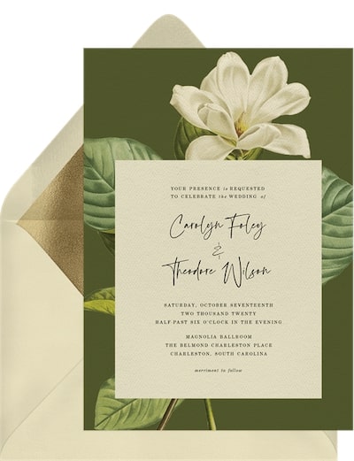 Classic wedding invitations: Southern Magnolia Invitation