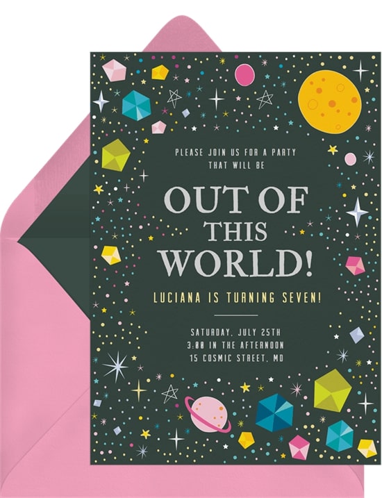 2nd birthday party ideas: Space Gems Invitation