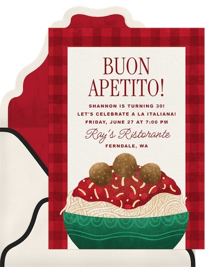 Spaghetti and Meatballs Invitation