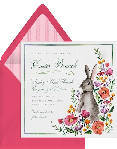 Easter cards: Spring Bunny Invitation