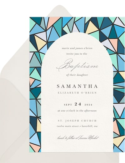 Baptism invitations girl: Stained Glass Window Invitation