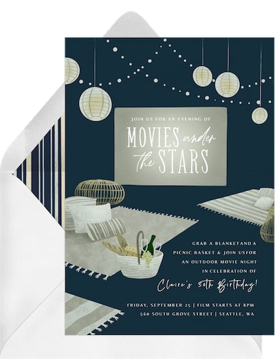 18th birthday party themes: Starlight Cinema Invitation