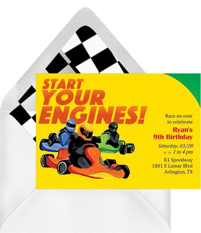 Start Your Engines Invitation