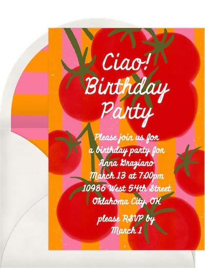 Italian themed party: Striped Tomatoes Invitation