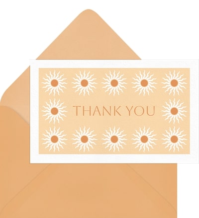 Summer Suns Thank You Note