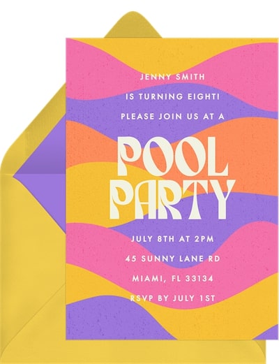 8 year old birthday party ideas: Summer Waves Invitation