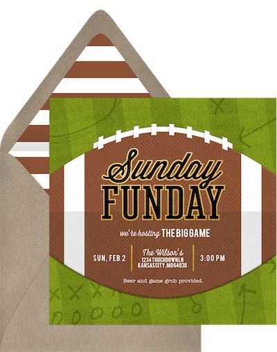 Super Bowl party invitations: Sunday Funday Invitation