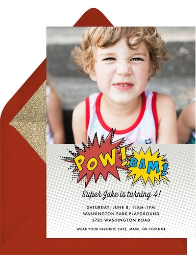 Super Hero Pow Invitation