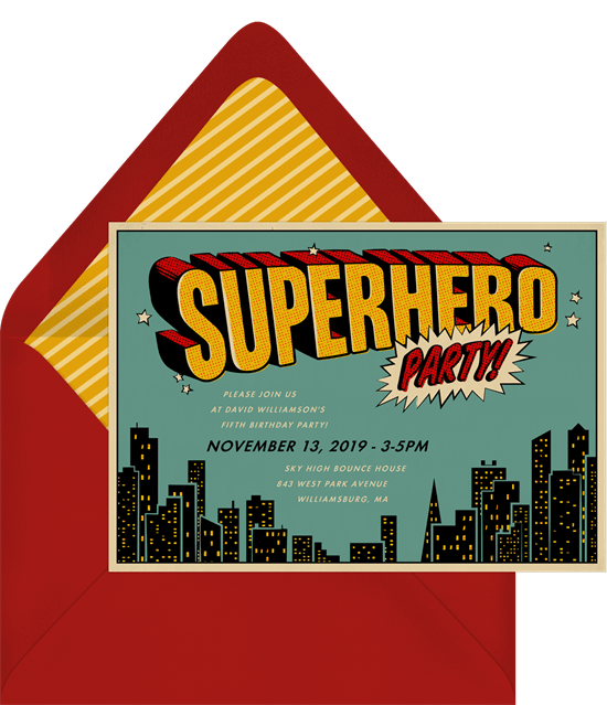 Superhero birthday party: Superhero Party Invitation