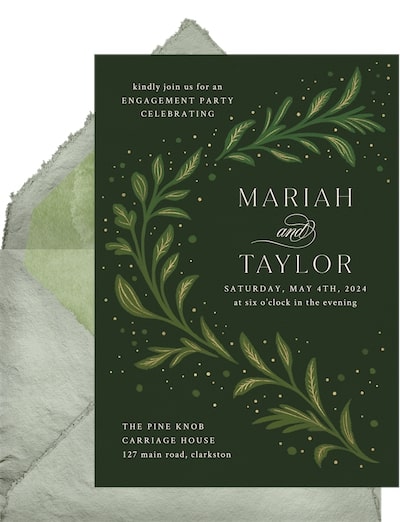 Engagement party games: Sweeping Vines Invitation