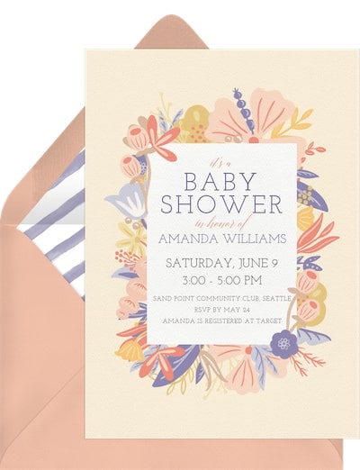 Floral baby shower invitations: Sweet Floral Border Invitation