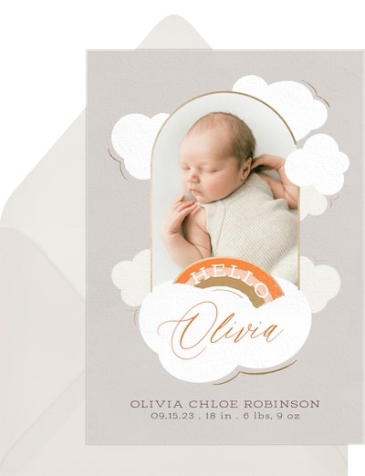 Birth announcement ideas: Sweet Rainbow Baby Announcement