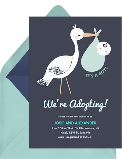 Baby shower favors: Sweet Stork Invitation