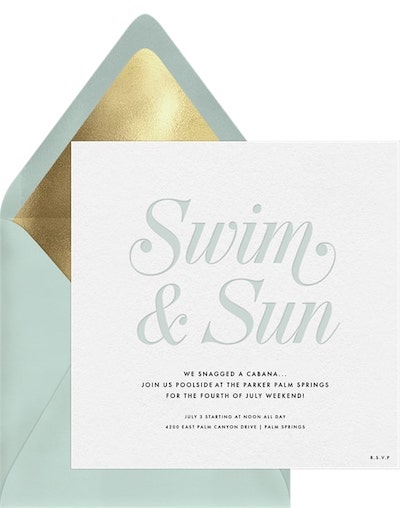 4th of July traditions: Swim & Sun Invitation