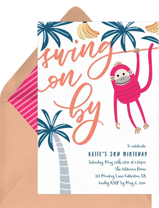 Safari theme party: Swing On By Invitation