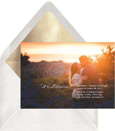 Elopement ideas: Swirled Ink Strokes Announcement