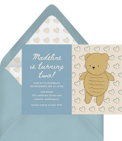 Teddy Bear Hearts Invitation
