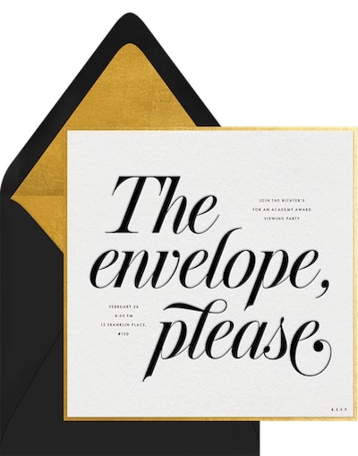 Old Hollywood theme party: The Envelope Please Invitation