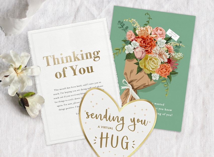 Just to say Thinking of you Missing you Hugs Note Card Inspirational Words 